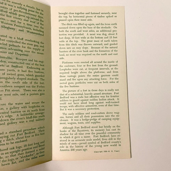Vintage 1958 Fort Bedford Park and Museum Pennsylvania Travel Brochure Souvenir - Picture 5 of 10
